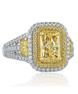 GIA Certified 2.65 Ct Very Light Yellow Radiant Cut Diamond Ring 18k Whi... - $6,605.08