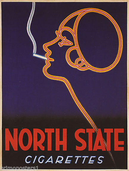 Primary image for NORTH STATE CIGARETTES GIRL'S FACE SMOKING CIGARS VINTAGE POSTER REPRO