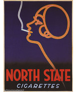 NORTH STATE CIGARETTES GIRL&#39;S FACE SMOKING CIGARS VINTAGE POSTER REPRO - $10.96+