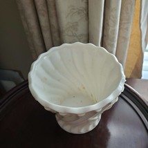 Vintage Milk Glass Vase or Planter with Raised 3D Flowers Roses, maybe Lefton? image 9