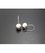 Silver Ball Drop Earrings, 925 Sterling Silver, Women Geometric Hoop ear... - $20.00+