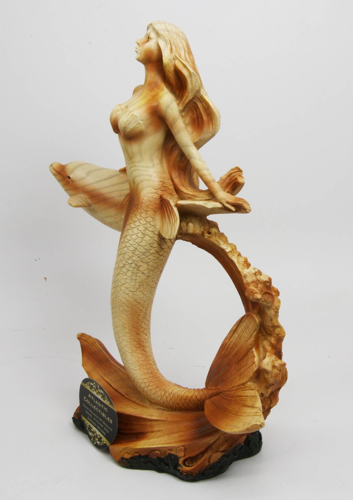 Atlantic Collectibles Mermaid Princess with Dolphin Figurine in Faux