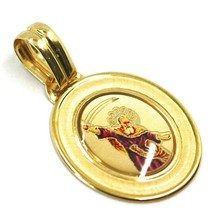 SOLID 18K YELLOW OVAL GOLD MEDAL, 21x18 mm, SAINT ELIA ELIAS, ENAMEL WITH FRAME image 2