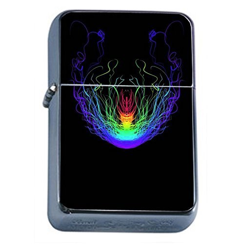 Rainbow Jellyfish Flip Top Dual Torch Em2 Smoking Cigarette Silver