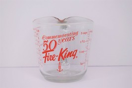 Vintage Fire King Glass 2 Cup/1 Pint Measuring Cup 498 Red Lettering Anchor Hock - $11.87