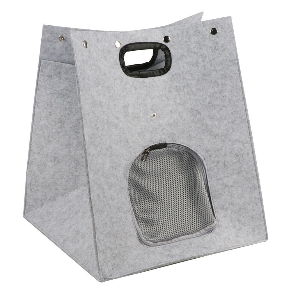 Pet Travel Bed Carrier Carry Bag Side Roll Up Door Zipper Flap Button Secure Ten
