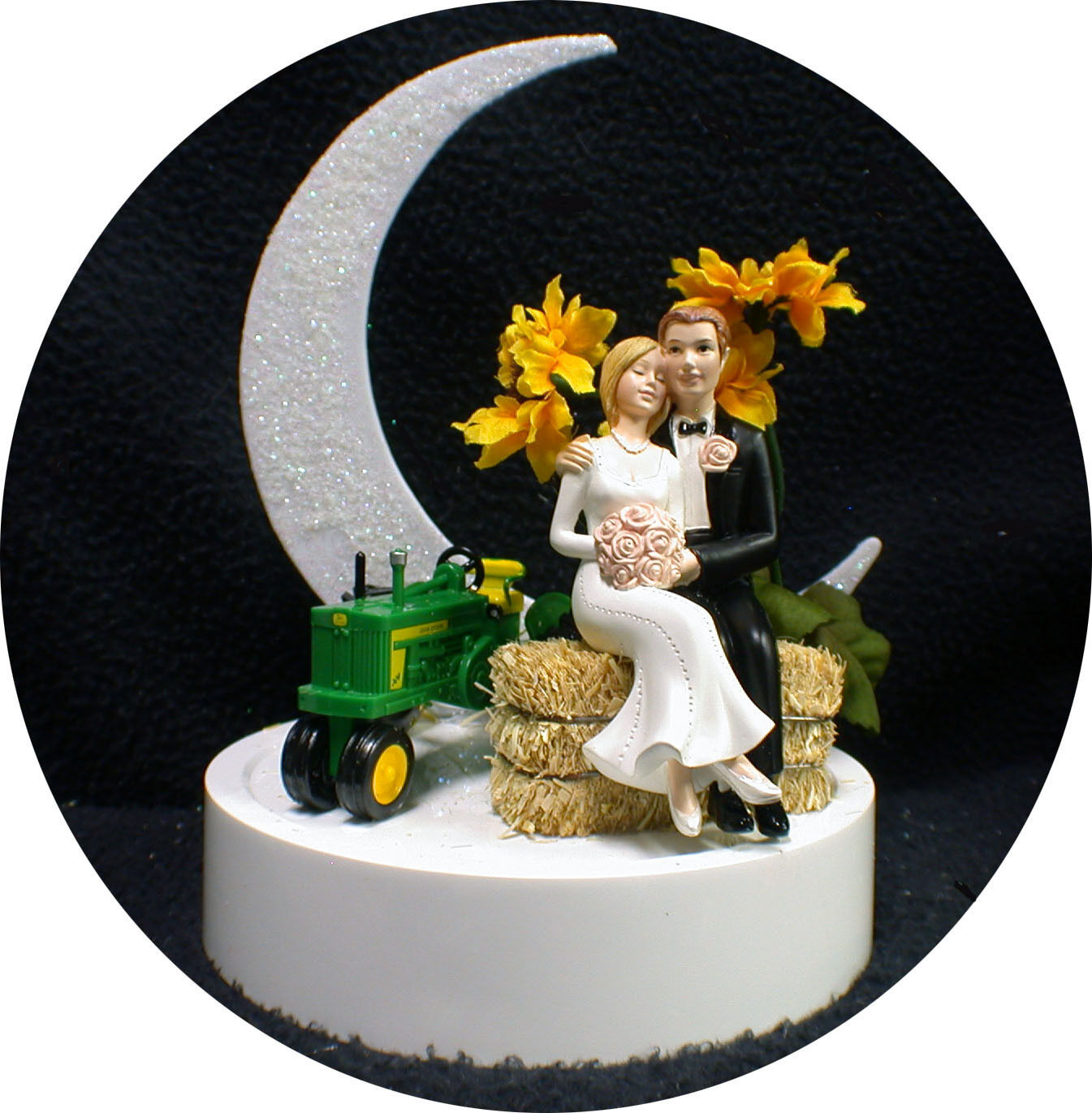 Sunflower Country Western John DEERE Tractor Wedding Cake Topper Farmer ...