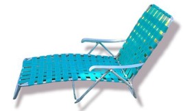 Vintage Aluminum Webbed Chaise Lounge Lawn Chair Mid Century Beach Patio