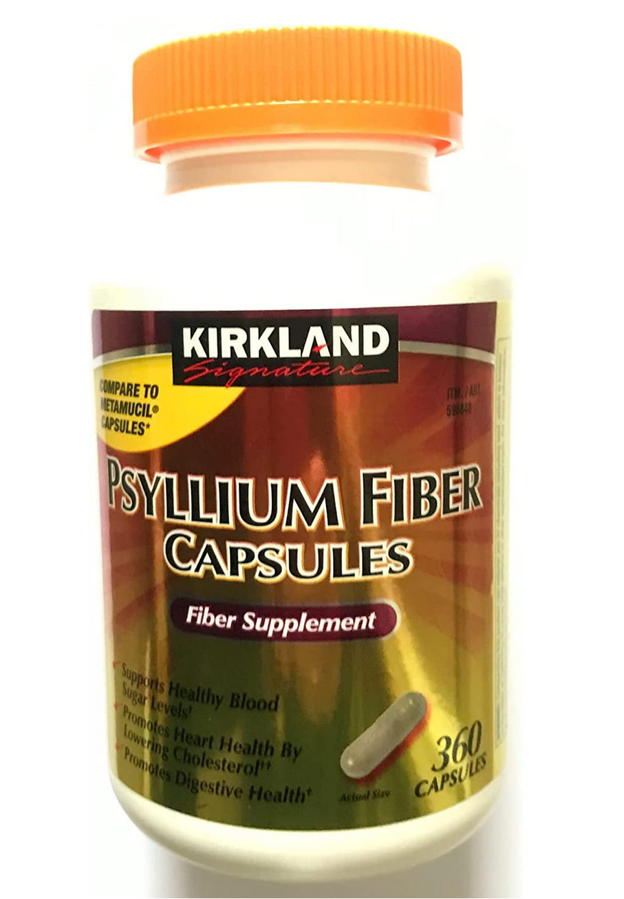 Kirkland Signature Fiber Capsules Psyllium Husk Capsules Each Bottle Vitamins Minerals