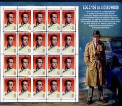 Sheet of 20 #3152 Legends of Hollywood Humphrey Bogart 32 cent stamps 1997 - $8.00