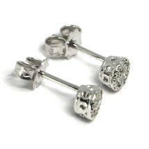 18K WHITE GOLD EARRINGS, CENTRAL AND FRAME DIAMONDS, FLOWER, 0.21 CARATS image 3