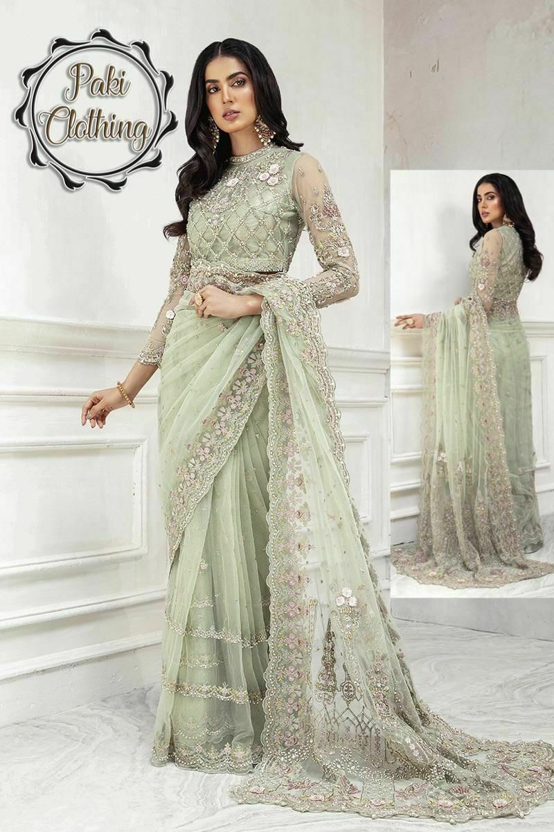 Maria B Indian/Pakistani Dress Designer-Inspired Fancy Full Net Saree