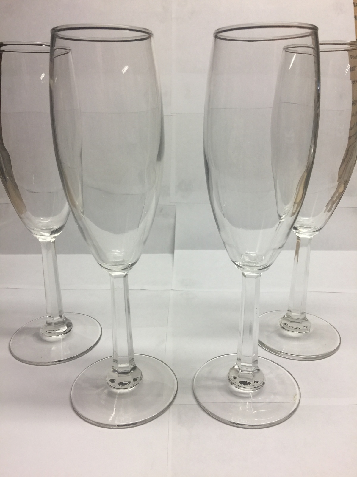 Set of 4~ Vintage Clear Stemware Long Stem Tall Tulip Shaped Champagne ...