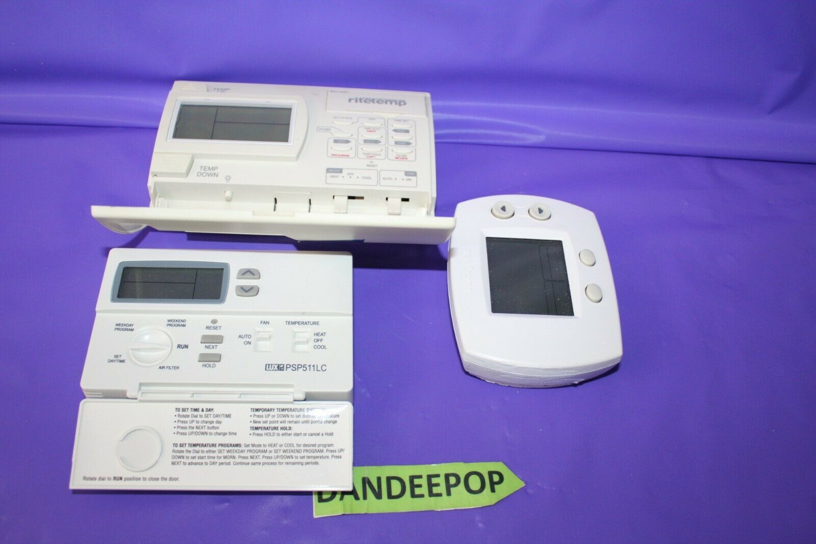 3 Assorted Home Temp Thermostats Rite Temp 8050C Luxpro 27060 Honeywell