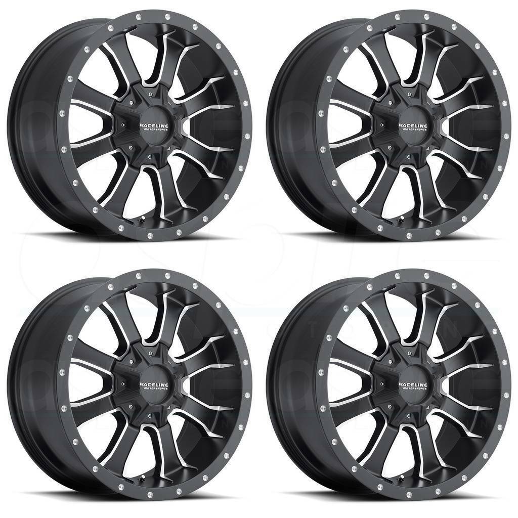 20x9 Raceline 927M Mamba HD 8x6.5/8x165.1 0 Black Milled Wheels Rims ...