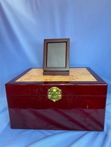 Hardwood Funeral Chest Cremation Urn Ashes Box With Photo Frame Gloss Cherrywood - $149.99