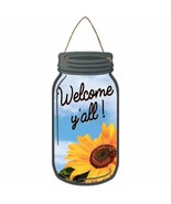 Sunflower Welcome Yall Novelty Metal Mason Jar Sign - $14.95