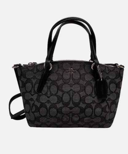 COACH Outline Black Signature MINI Kelsey Satchel Crossbody Tote Handbag F57830