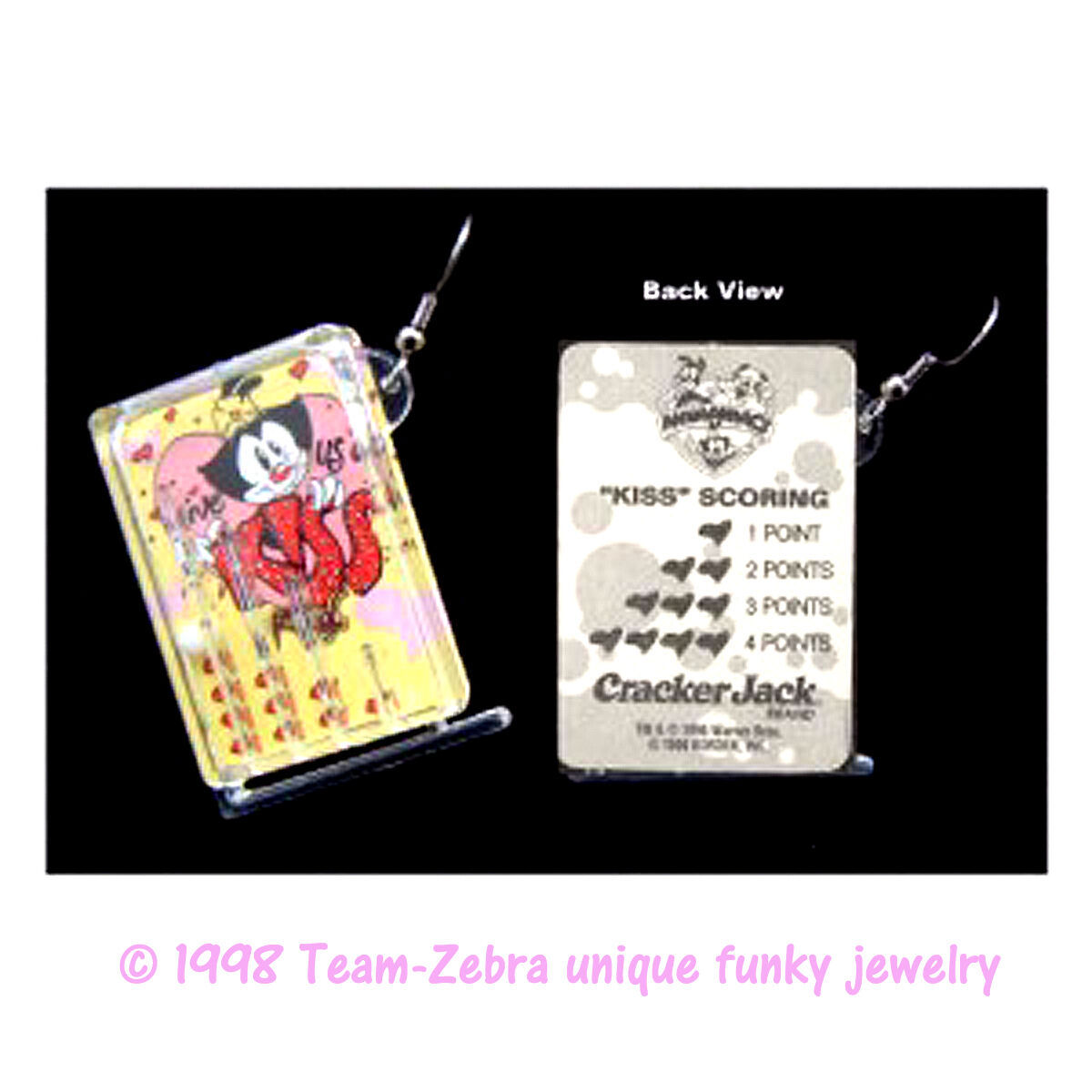 Funky Retro ANIMANIACS PINBALL GAME EARRINGSVintage Cracker Jack Toy