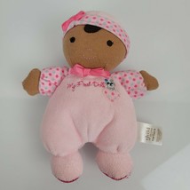 Carters Child of Mine My First Doll Brown Plush pink heart dots dog rattle 8" - $19.79