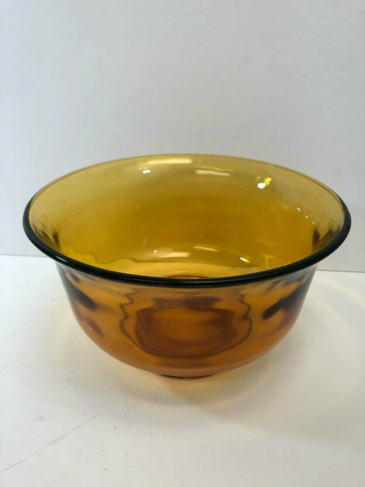 Vintage Amber Depression Glass Footed Salad Serving Bowl, 9.5", Used Good Unknown Maker