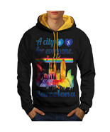 Gay Pride Love Barcelona Sweatshirt Hoody Spain City Men Contrast Hoodie - $23.99