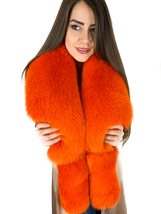Arctic Fox Fur Stole 47' (120cm) + Tails as Wrisbands Saga Furs Scarf Hot Orange image 3