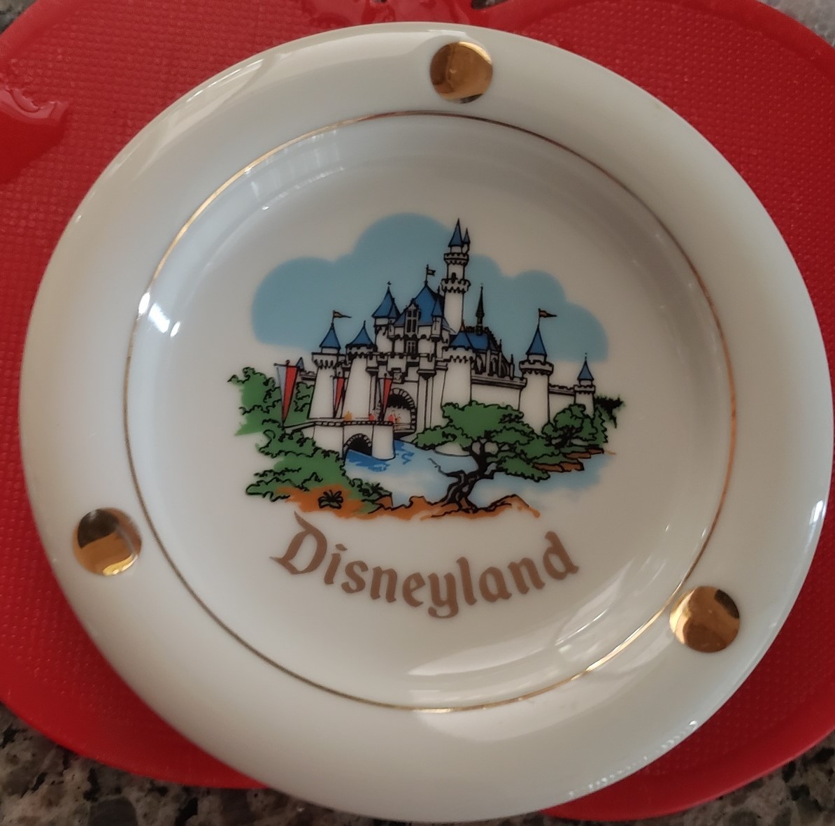 Disneyland Castle Ceramic Ashtray, Japan, 4-1/2