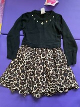 Youngland Little Girls Dress Black With Leopard Print Size 4 - $25.00