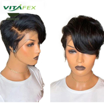 Bob Pixie Cut Wig Straight Human Hair Wigs T Part Lace Front Wig For Wom... - $74.90