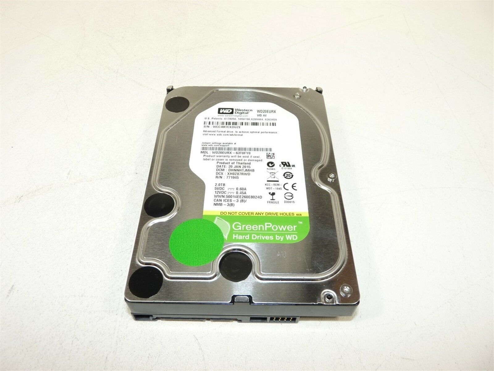 Western Digital Greenpower Wd20eurx 63t0fy0 2tb 35 Sata Hard Drive Internal Hard Disk Drives 0191