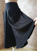 Black WIDE LEG Linen Pants Trousers High Waisted Linen Pants Women Palazzo Pants - $55.99