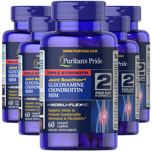 Puritan's Pride 3X Strength 1500mg Glucosamine Chondroitin & MSM 5X60 Caps USA