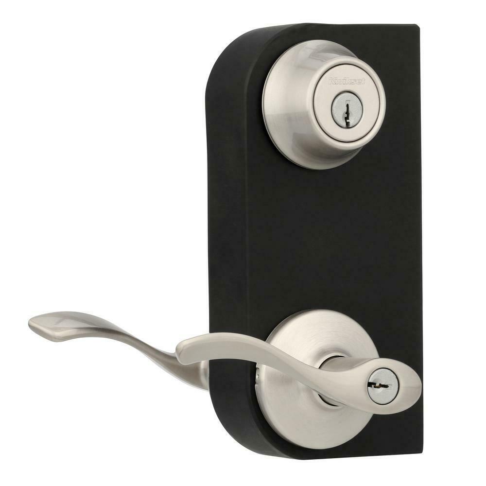 Brushed Stainless Exterior Entry Door Lever and Single Cylinder