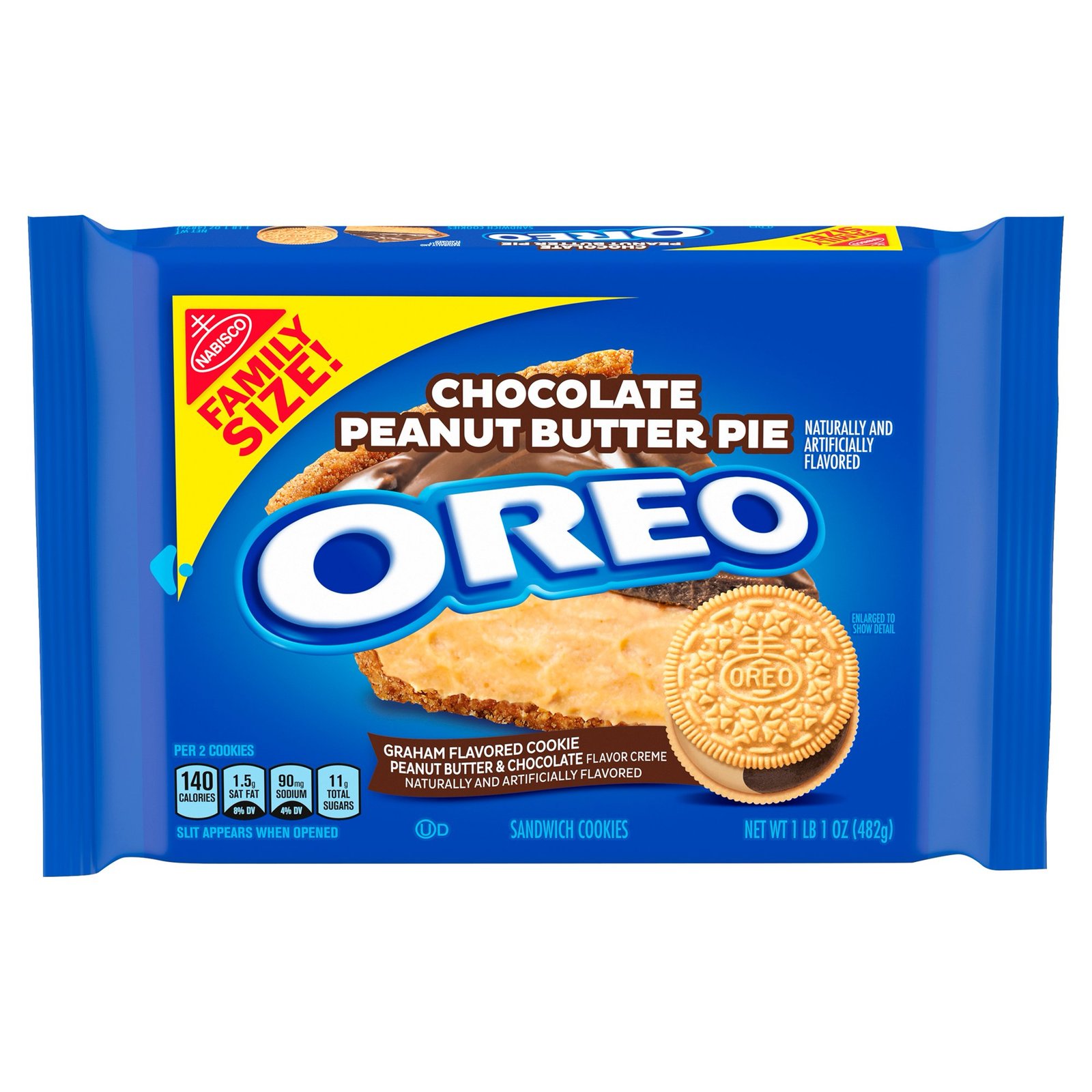 OREO Chocolate Peanut Butter Pie Sandwich Cookies Family Size Pack - 17 oz.