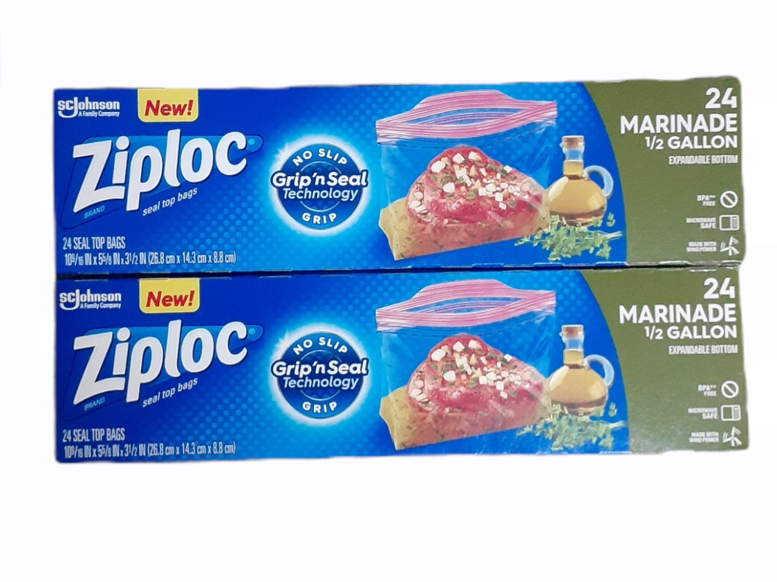 Pack of 24 Ziploc Expandable Bottom Marinade Bags 24CT