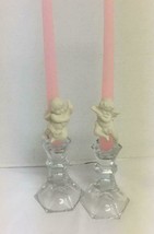 Vintage Partylite Cherub Candle Huggers 3 1/2 In White Bisque - $13.85
