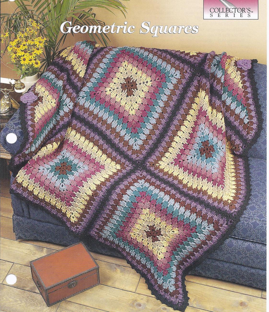 Geometric Squares Afghan Crochet Pattern~Needlecraft Shop - Patterns ...