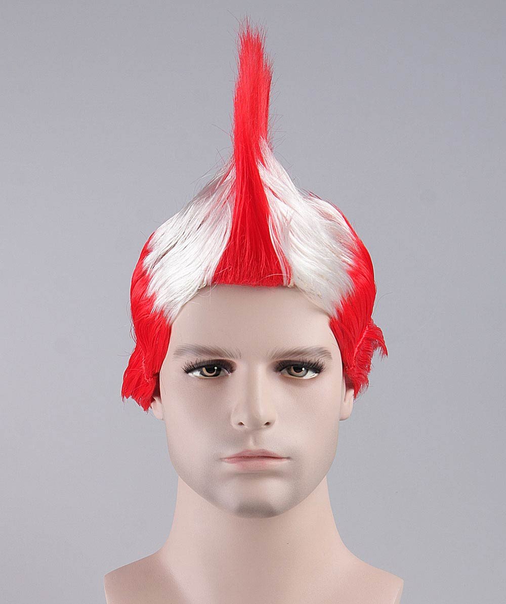 Red White Mohawk Wig HM 027 Wigs Facial Hair   Hm 027 1 