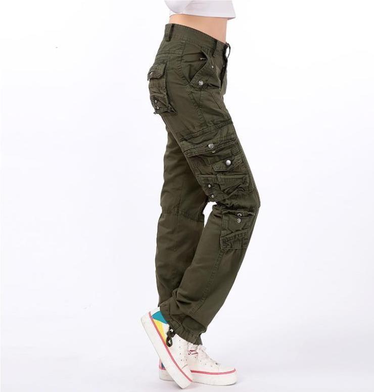 New Women's Cotton Cargo Pants Leisure Trousers More Pocket Pants Pants ...