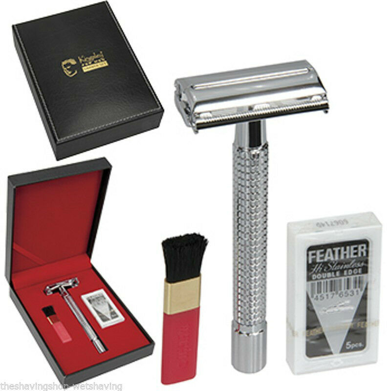 Kingsley Shave Set for Men with Long Handle Double Edge Safety Razor