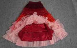 Red Tiered Tulle Skirt Layered Tulle Maxi Skirt Custom Plus Size Holiday Outfit image 7