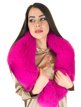 Fox Fur Stole 55' (140cm) Saga Furs Big Fur Scarf Fuschia Pink Fur Collar image 3