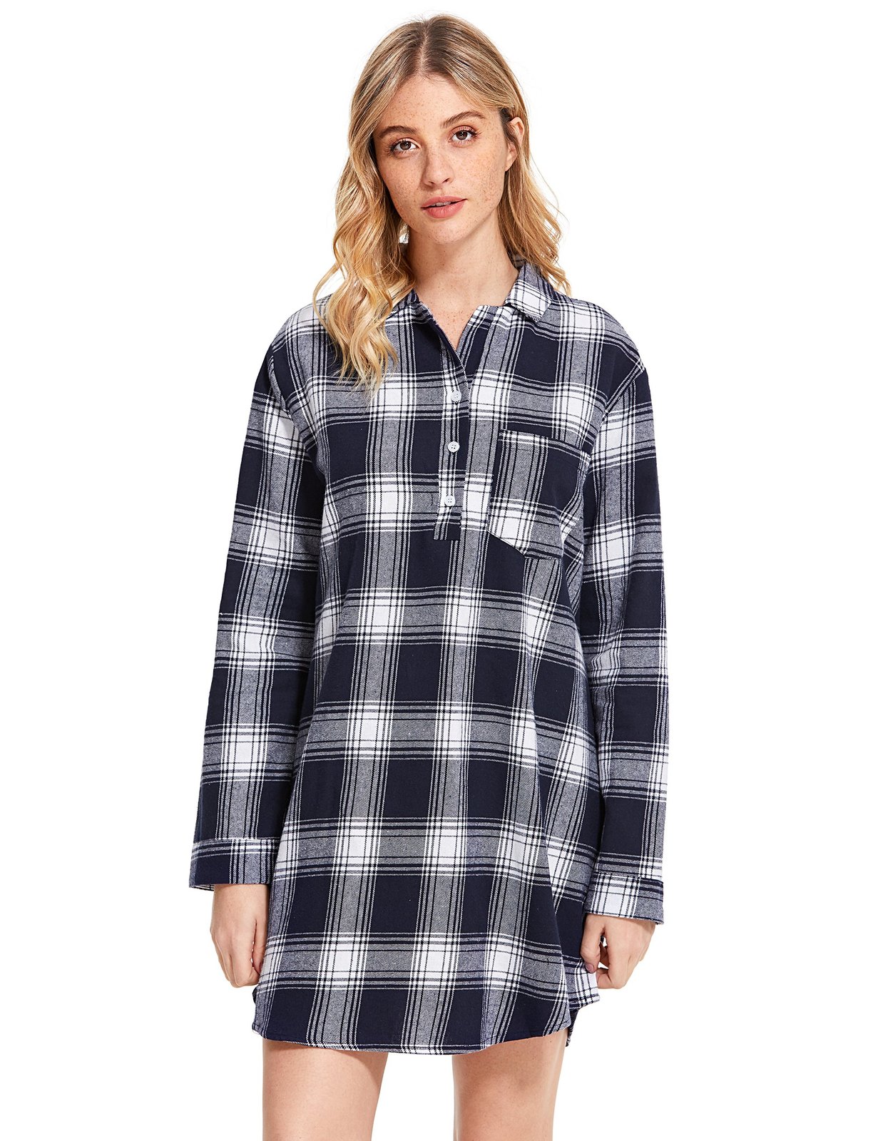 Latuza Women's Cotton Flannel Nightgown Navy X-Large - Sleepwear & Robes