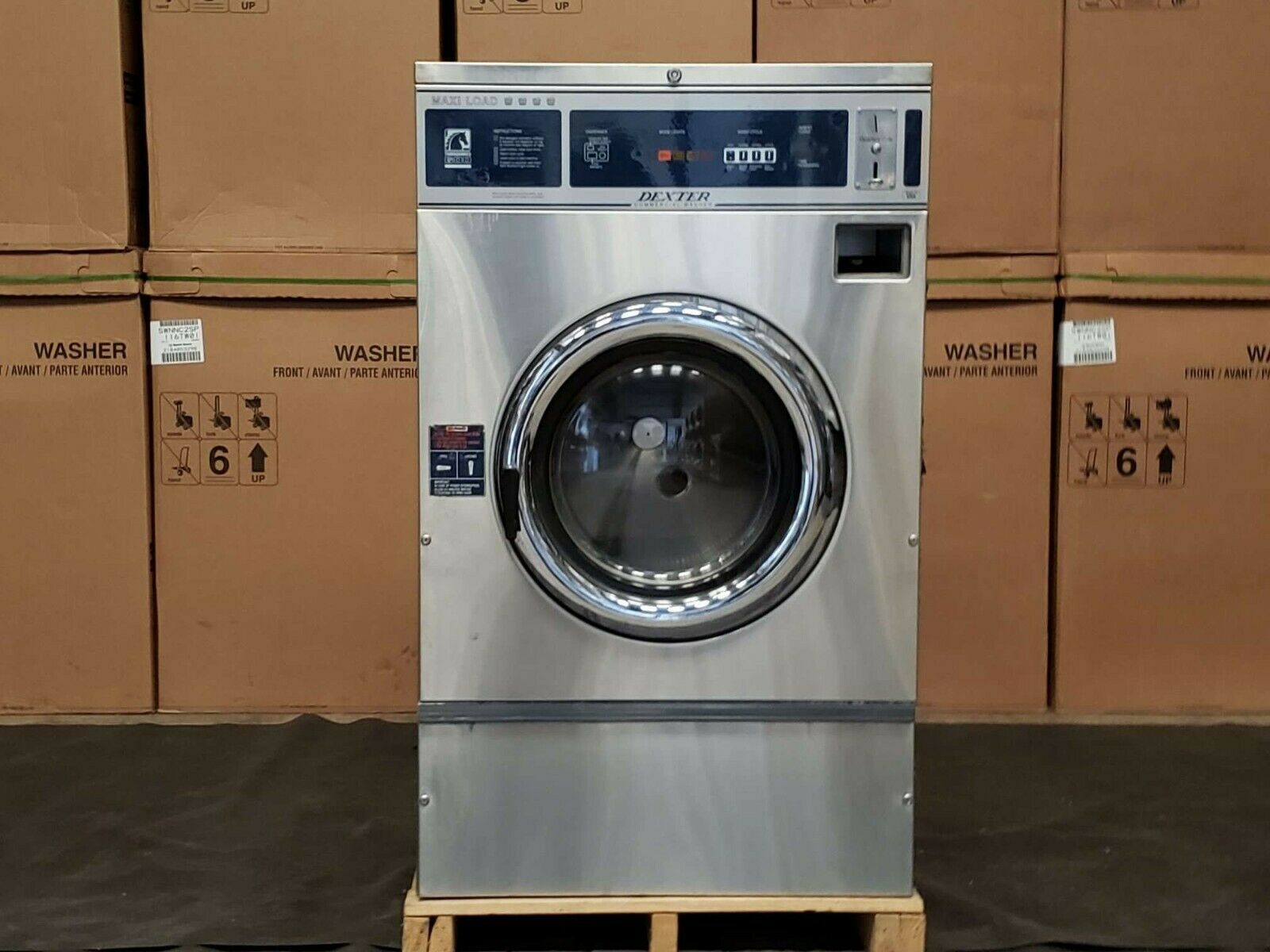 DEXTER T600 FRONT LOAD WASHER COIN OP 40LB 208240V 60HZ S/N