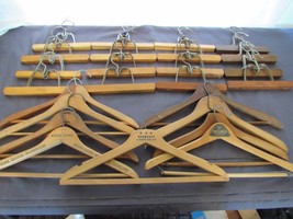 Lot of 25 Twenty Five Wood Clothes Pants Hangers Branded and Plain - $74.34