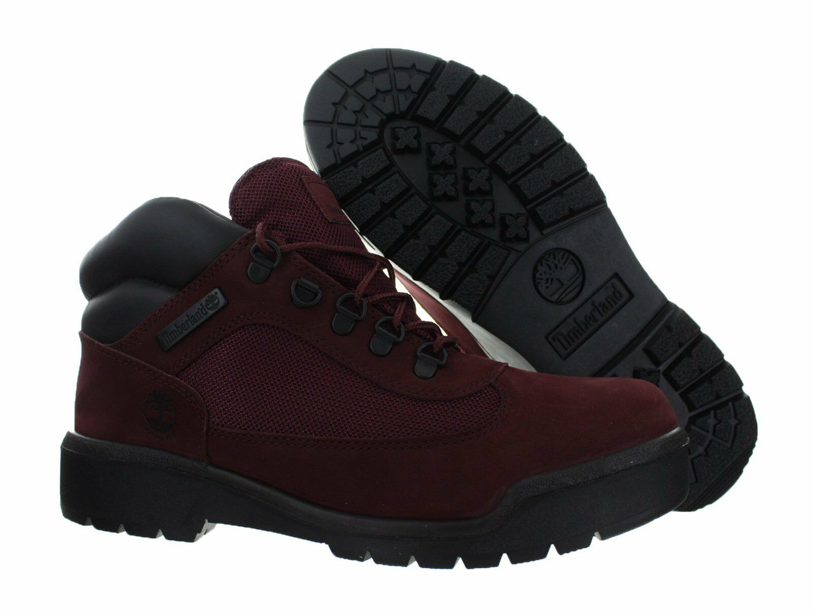 burgundy timberlands field boots