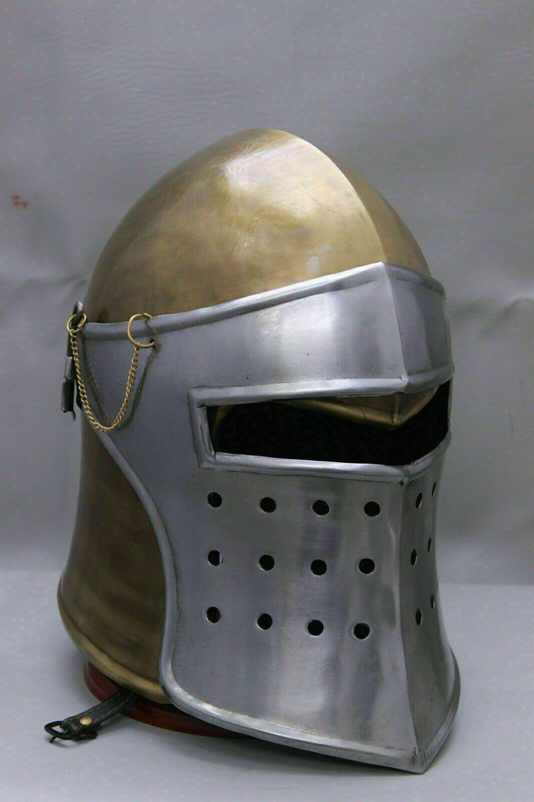 Elmo Da Cavaliere Medievale | Casco Templare Crociato - Cromato, Acciaio 18 Gauge - Foto 3