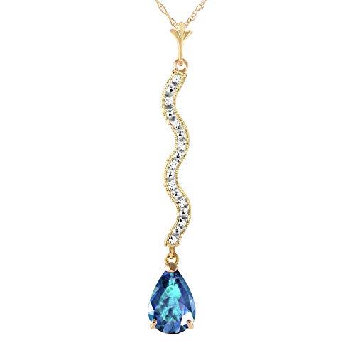 Galaxy Gold GG 14k 22 Yellow Gold Necklace with Diamonds and Pear-shaped Blue T