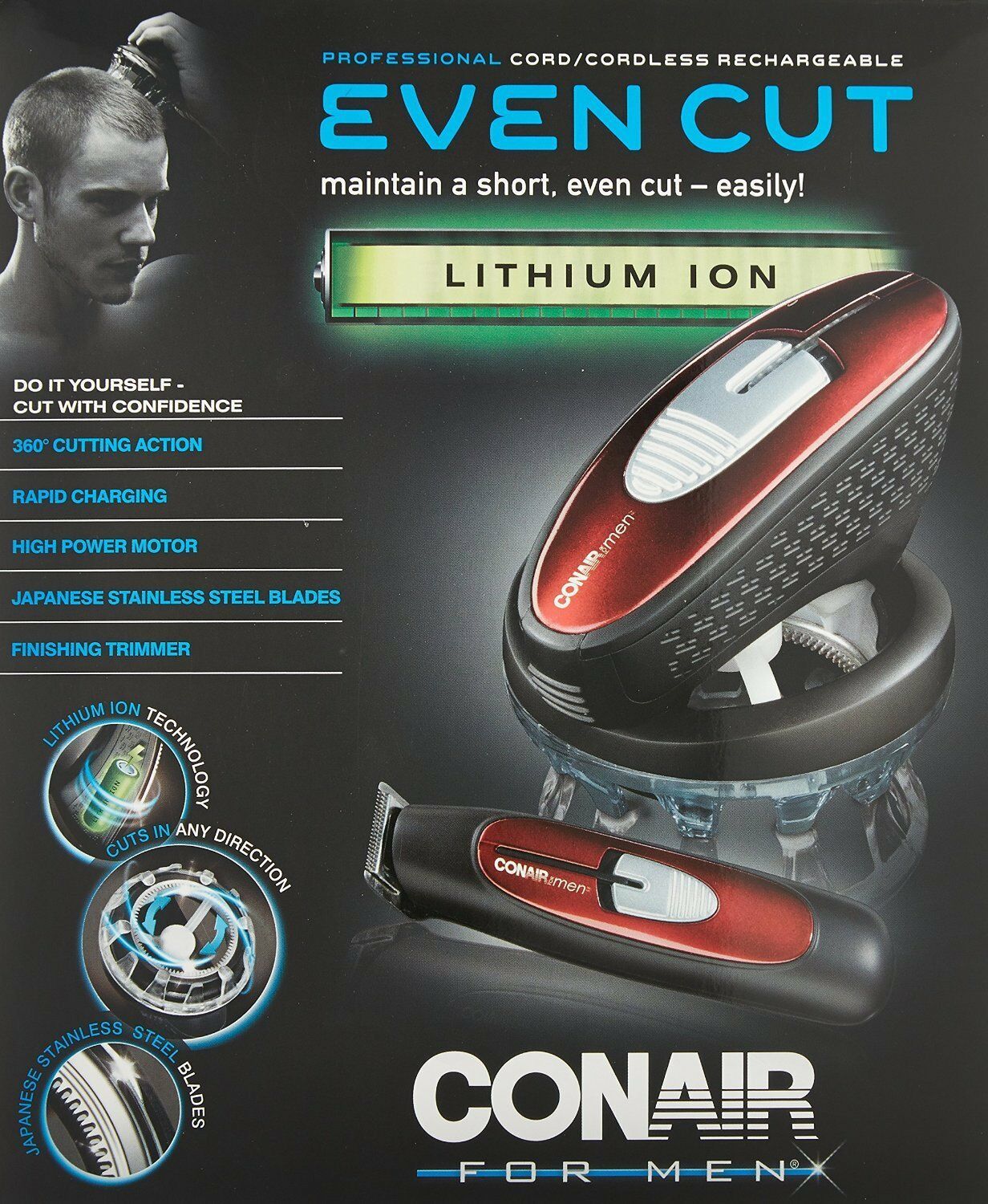 Conair for Men Even Hair Cut Clipper Cordless Rechargeable Men Even